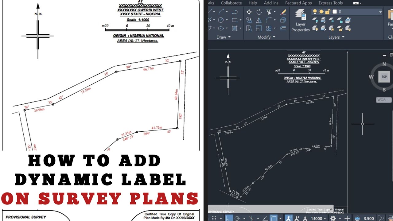 AUTOMATIC BEARING AND DISTANCES || setup and autolabel boundary lines using 