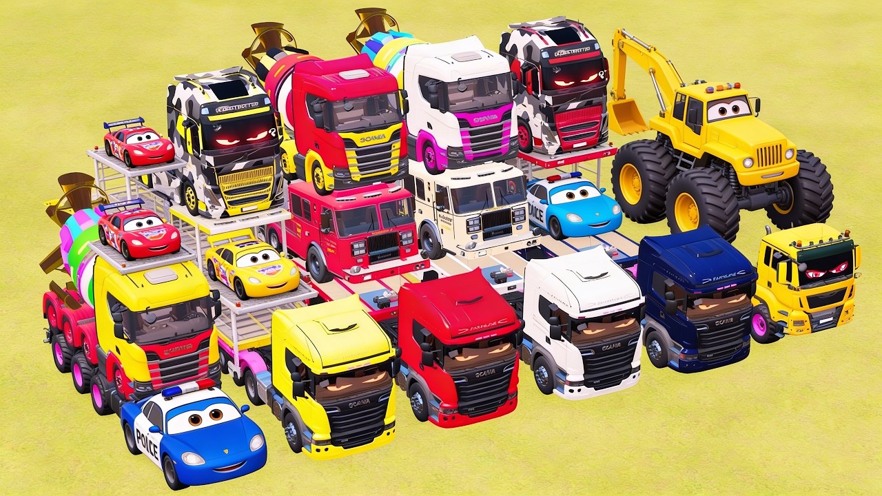 Colorful Garage FS22 - Mixer Truck With Flatbed Trailer, Dump Truck, Mercedes Bnez, Mixer truck RGB