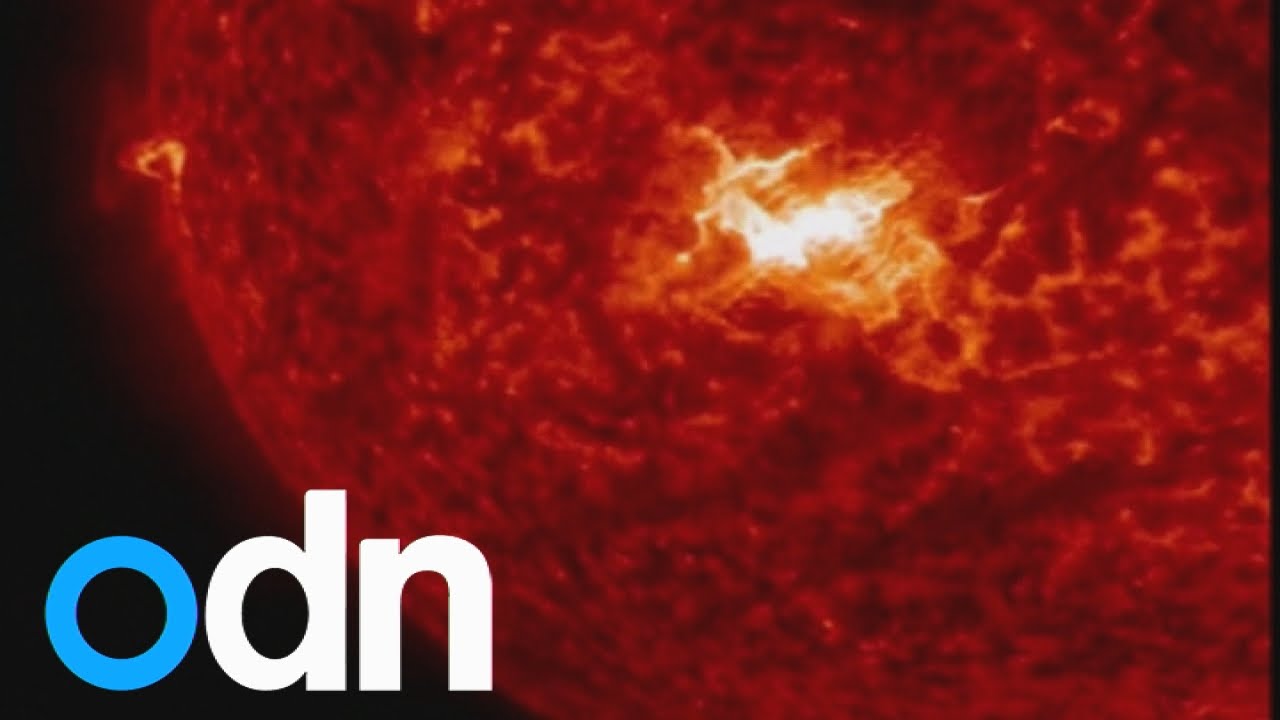 Amazing footage of solar flare erupting into space