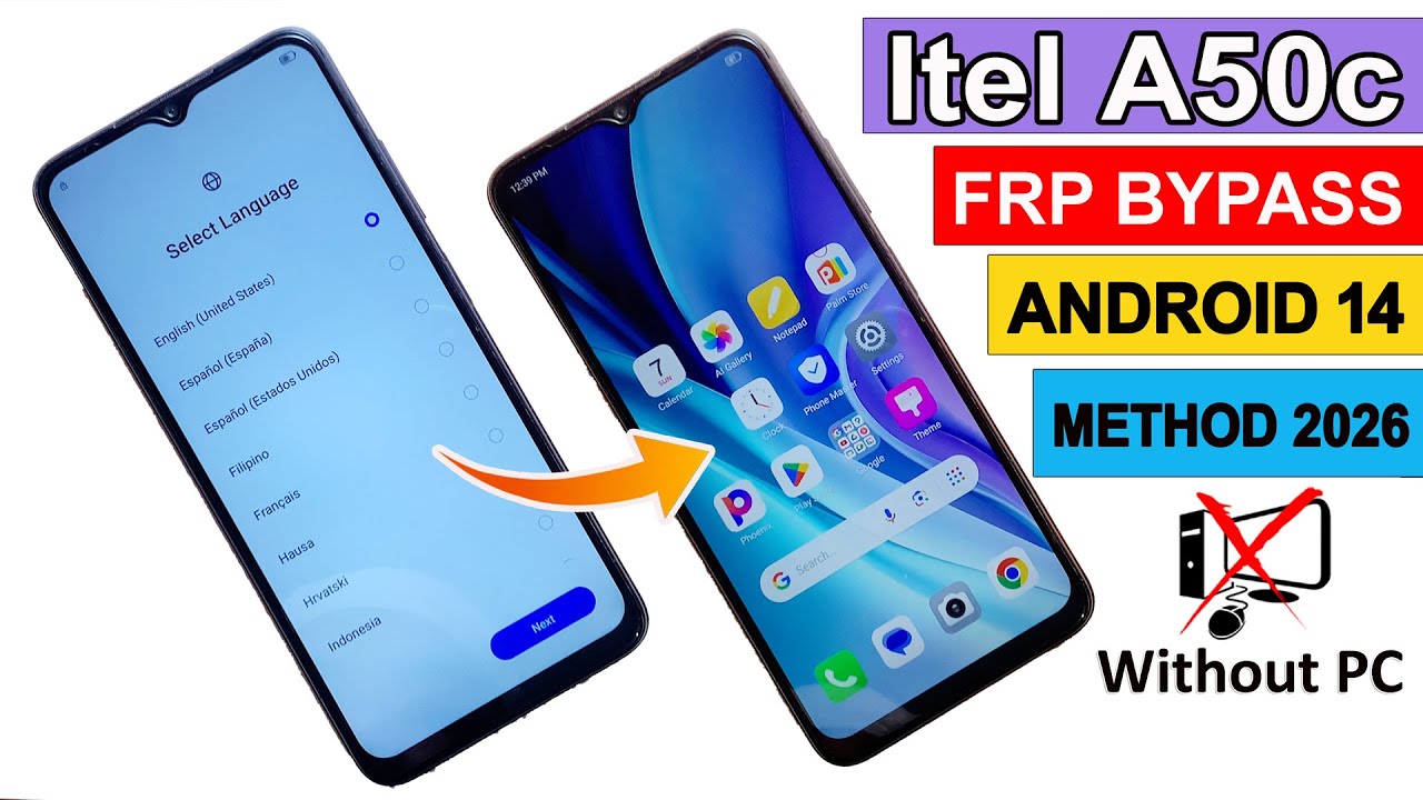 Itel A50c (A669L) Frp Bypass Android 14/Unlock - Gmail Account Bypass/Settings Not Open - Without PC
