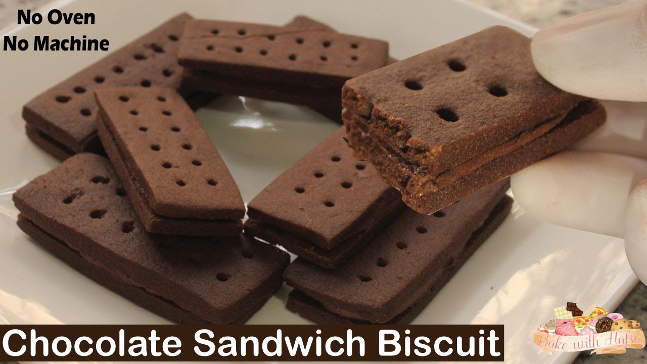 Eggless Chocolate Cream Biscuit Recipe| Bourbon Biscuit | Homemade Chocolate Biscuits without Oven