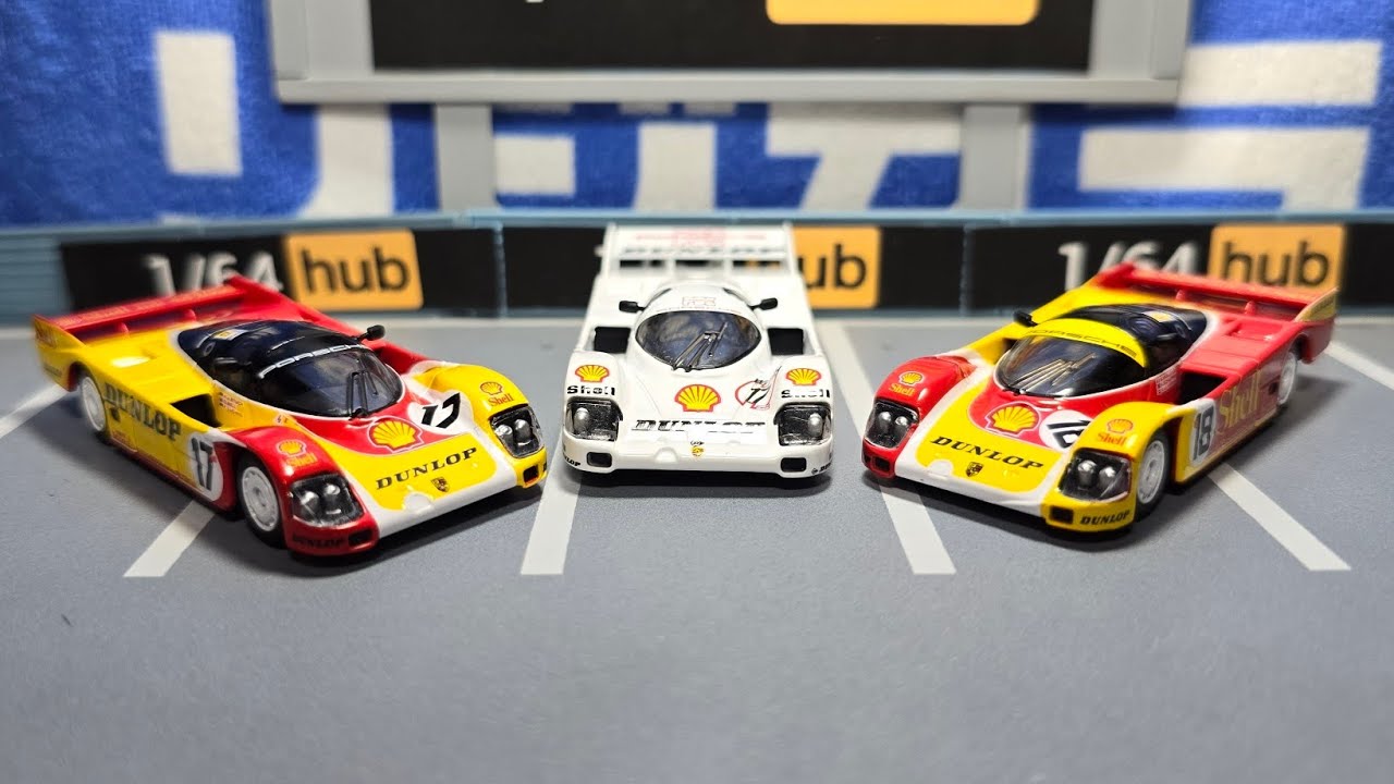 Sparky x Tiny 1/64  Porsche 962C SHELL Le Mans 1988 #18 #17  & DUNLOP SUPERCUP H.J.STUCK 1987 #17