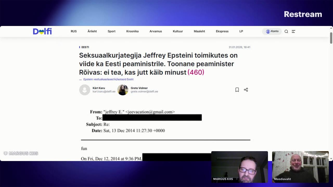 ARU PÄHE! 02.02.2026 Ref ja E200 e-valimiste arutelu blokk; Rõivas Epsteini toimikutes; ERR