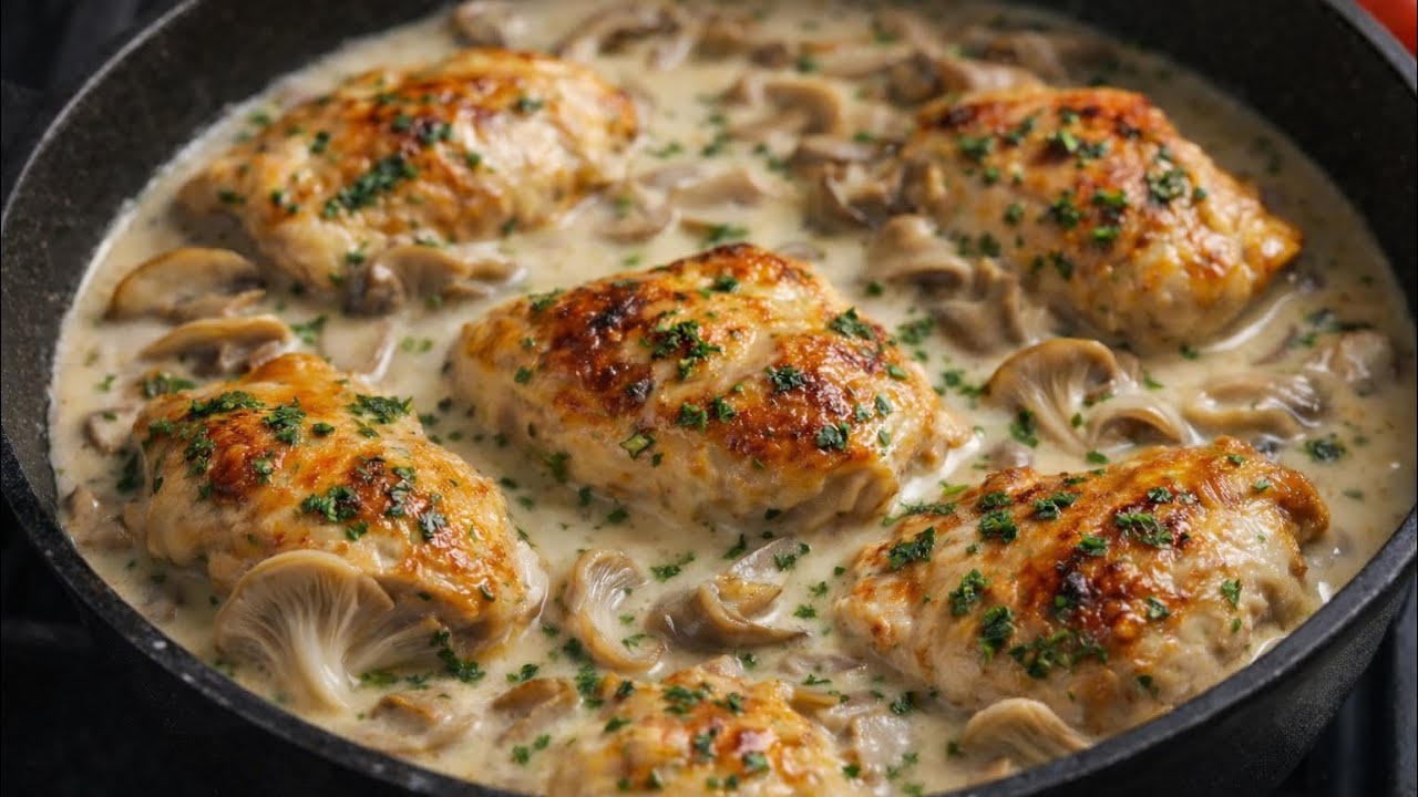 I Make This Creamy Mushroom Chicken 3 Times a Week!😊 One Skillet | Easy One-Pan Dinner 