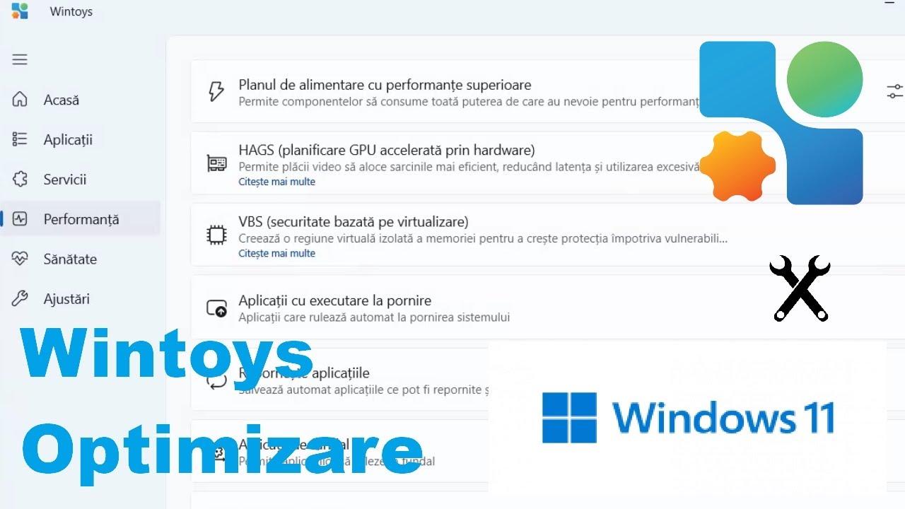 Wintoys aplicație românească optimizare Windows 11