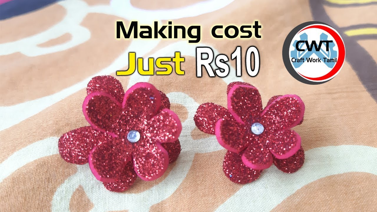 Glitter Foam Sheet Earrings | Earrings Making | Kaivinai Porutkal Tamil | Craft Work in Tamil