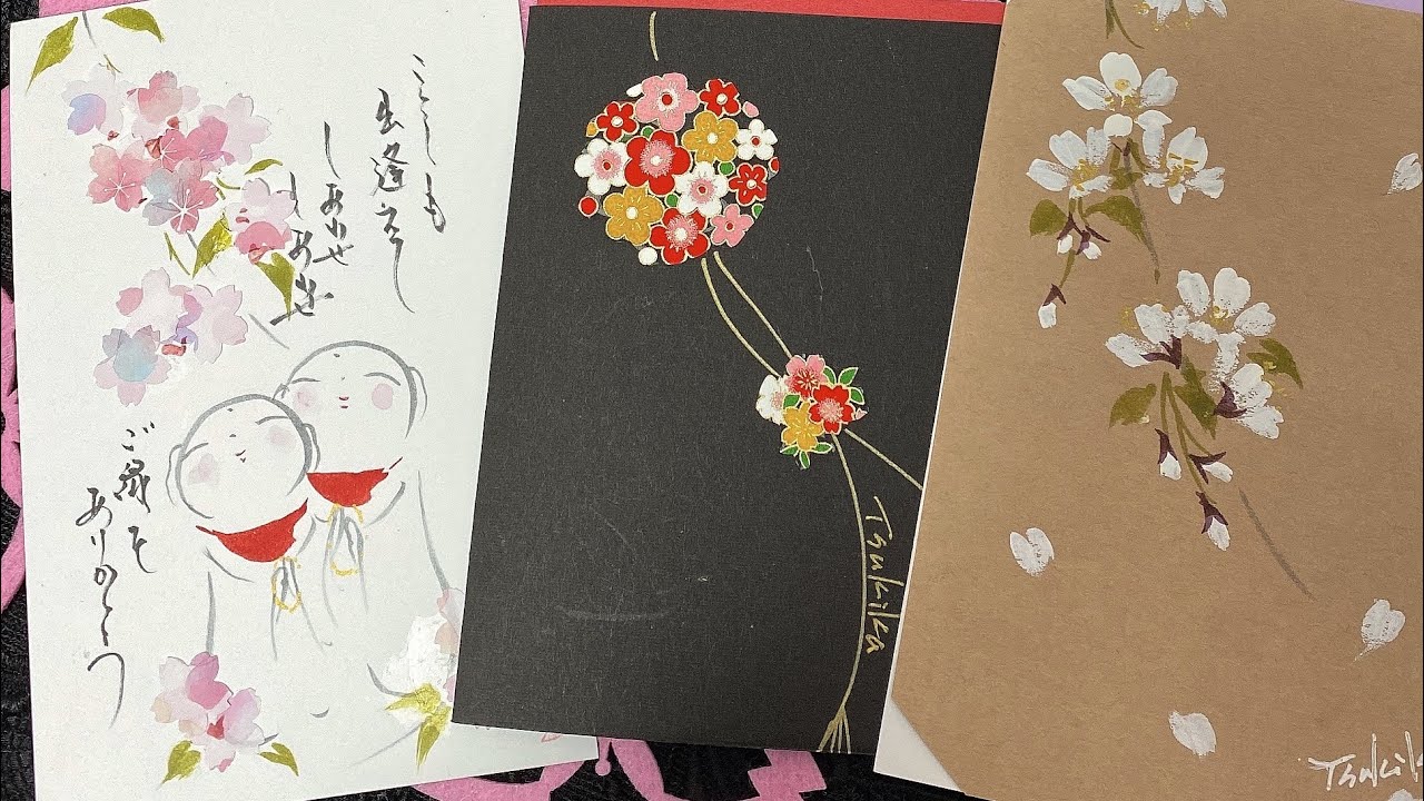 【桜シリーズ2】地蔵絵、桜の字アレンジ🌸Enjoy cherry blossoms with various ideas簡単に描けるほのぼの一筆画11😊2022