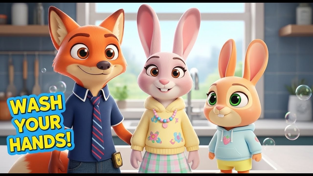 Wash Your Hands Before Eating! Mom Rabbit Teaches Little Bunny Proper Hand Washing  Educational Cart