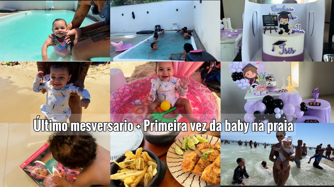 Último mesversario da baby| Churrasco + primeira vez da baby na praia| PLAY NO VERÃO ✨