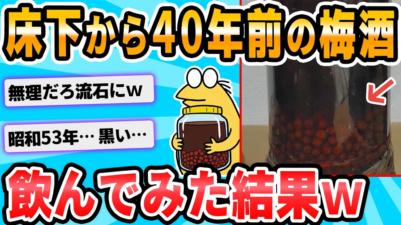 【2ch面白いスレ】実家で40年前の梅酒発見した