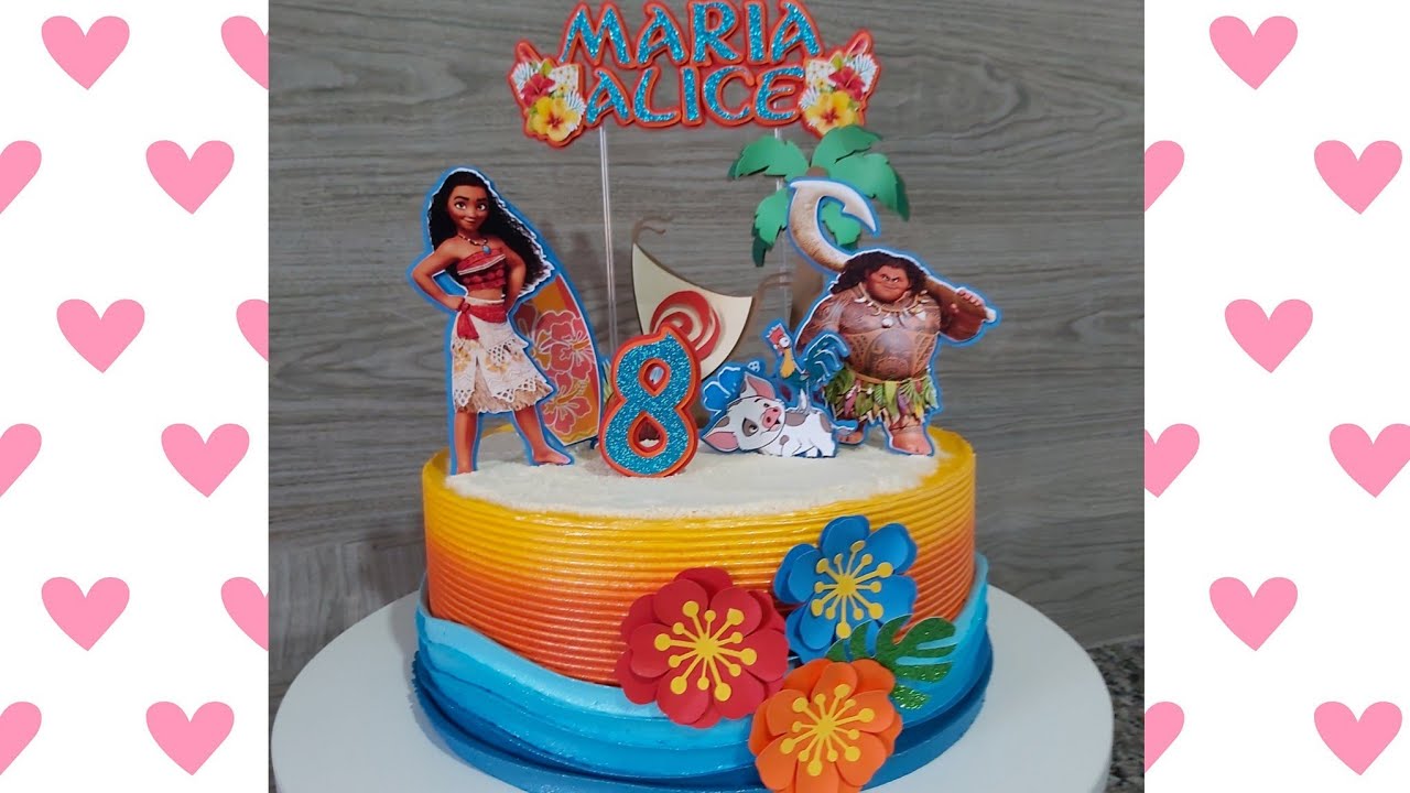 Como fazer bolo da moana? Como fazer bolo pintado duas cores?
