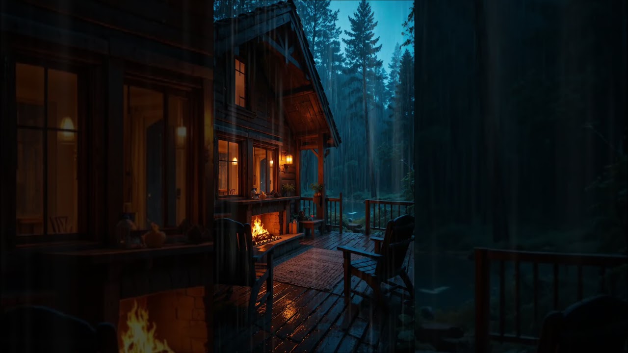 &ldquo;Relax inside a dark wooden cabin