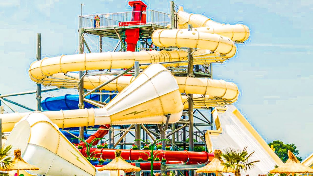 Waterslides at Energylandia Water Park in Poland