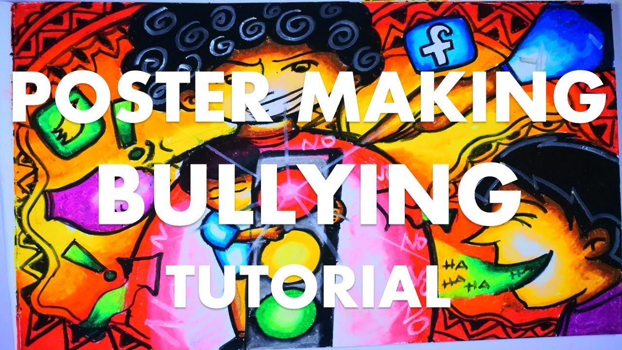 POSTER MAKING-BULLYING TUTORIAL/STEP BY STEP OIL PASTEL DRAWING