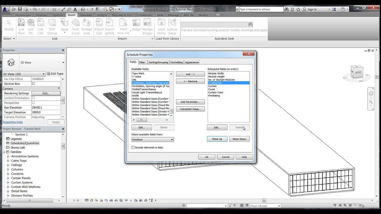 Tutorial Revit 05: How to get the bill of quantities from the Revit model