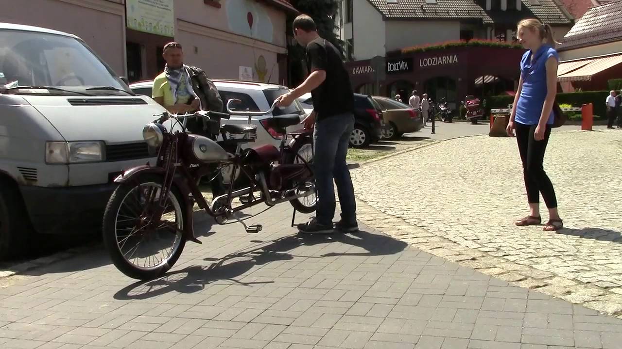 Riding NSU tandem bike. Industriada 2016 in Pszczyna
