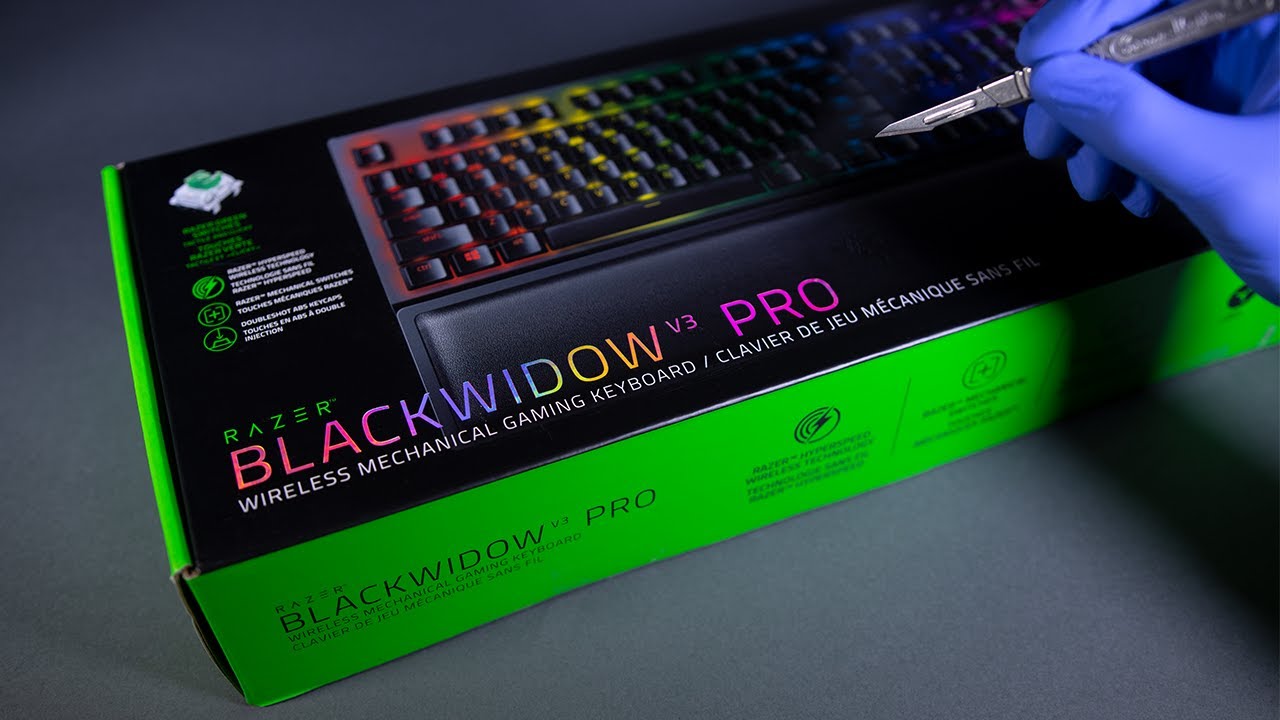 Razer BlackWidow V3 Pro: Wireless Mechanical Gaming Keyboard Unboxing and Sound Test - ASMR