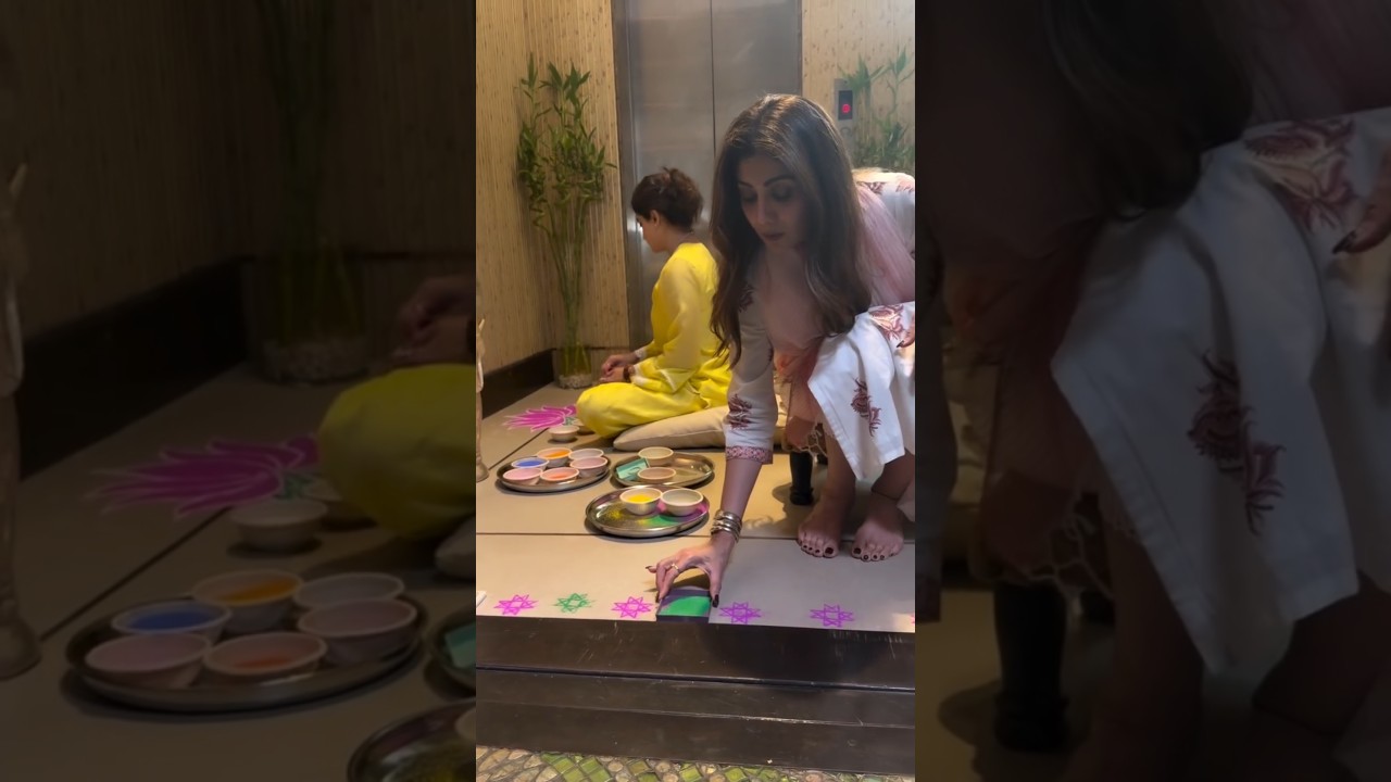 Shilpa-Shamita Shetty&rsquo;s BEAUTIFUL Rangoli steals the show on Choti 🎇🪔 #shorts #shilpashetty