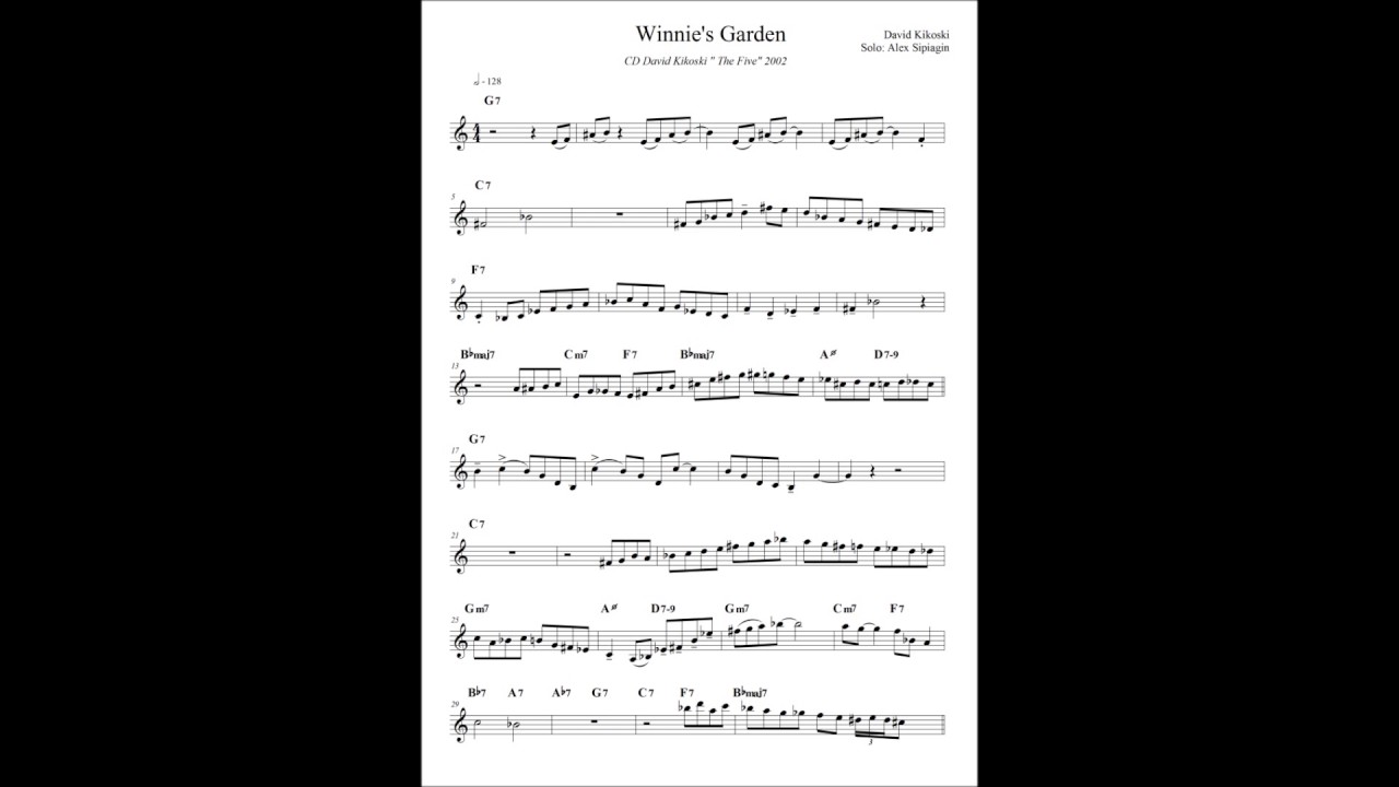 Alex Sipiagin - Winnie's Garden Solo Transcription