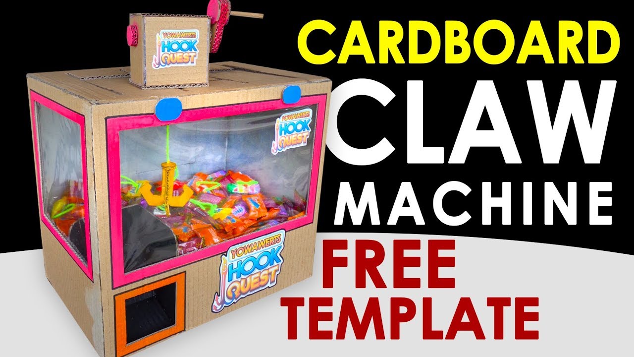 FREE TEMPLATE! How To Make Arcade Hook Game | DIY Cardboard Claw-like Machine