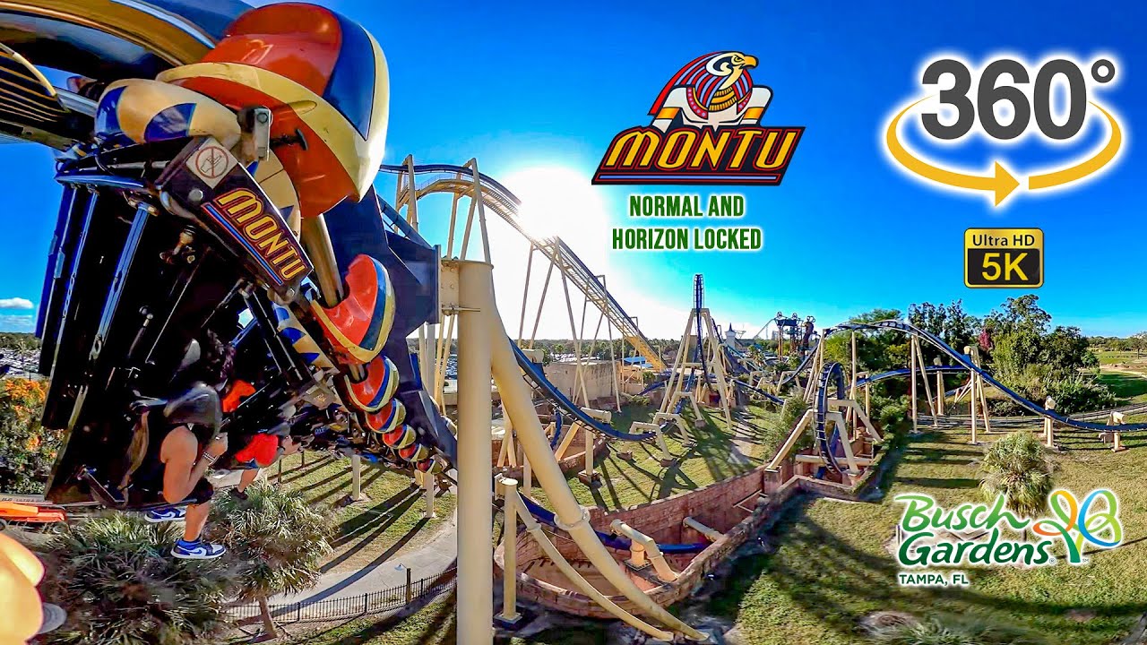 VR 360 5K Montu Roller Coaster Back Row On Ride POV Busch Gardens Tampa 2022 01 01