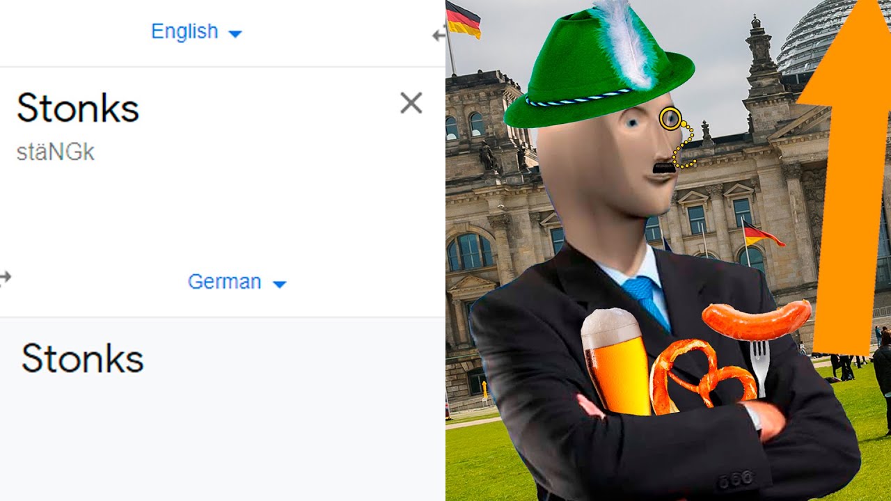 Stonks in different languages meme
