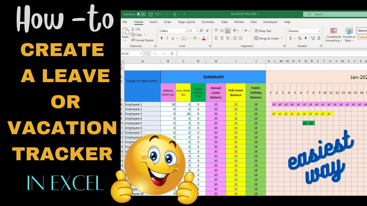 🔵 How to create a vacation or leave tracker in Excel | Easiest & Fastest Way | Tagalog