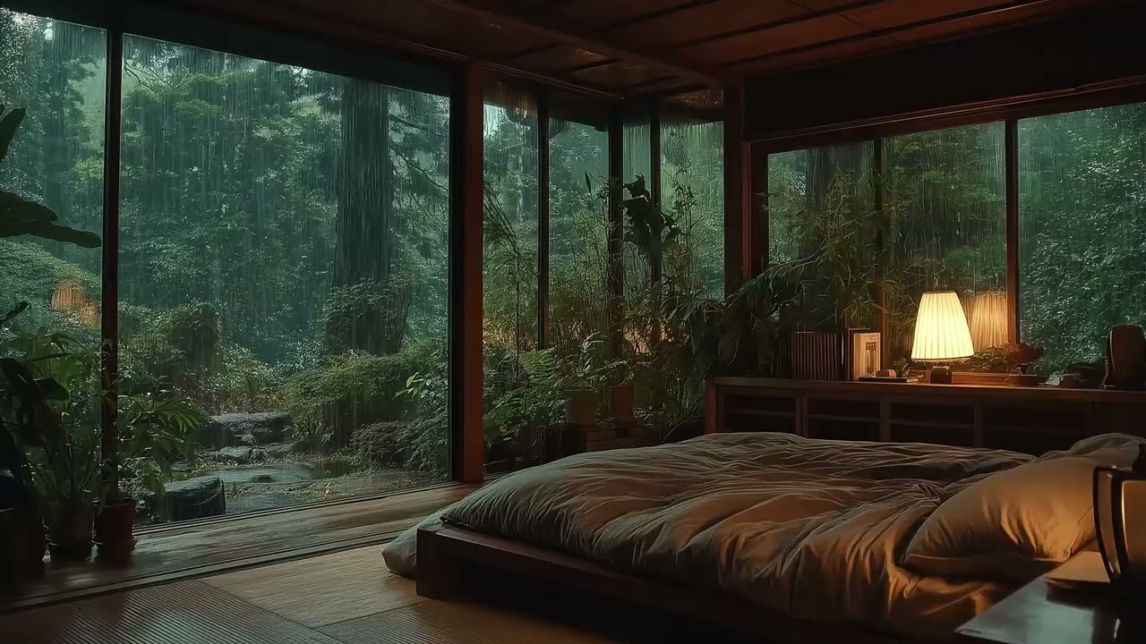 Calming Rainy Bedroom Piano 🌧️ | 3 Hours Night Rain & Soft Piano Sounds | Relax Unwind Rest Study