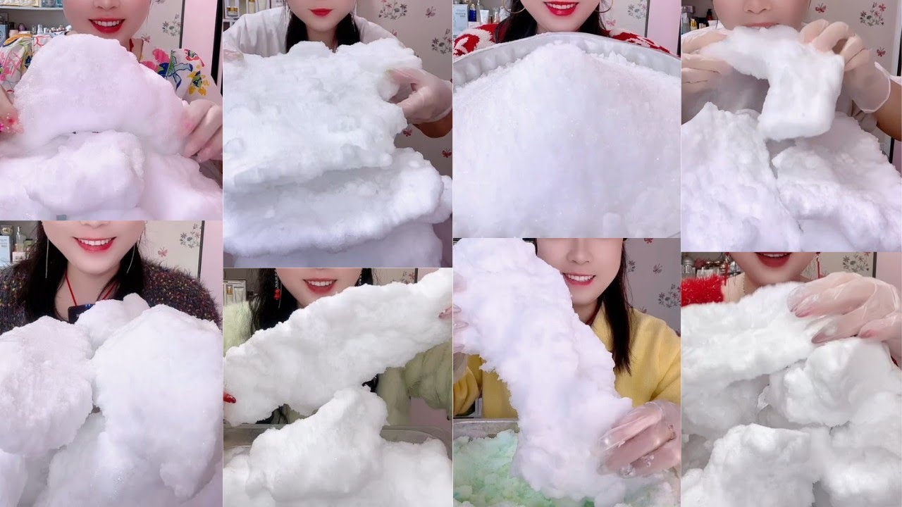ASMR ICE EATING🤍AJING'S SOLO FREEZER FROST EATING🥶SATISFYING SQUEAKY SOFT CRUNCHY FROST BITES ASMR🧊 