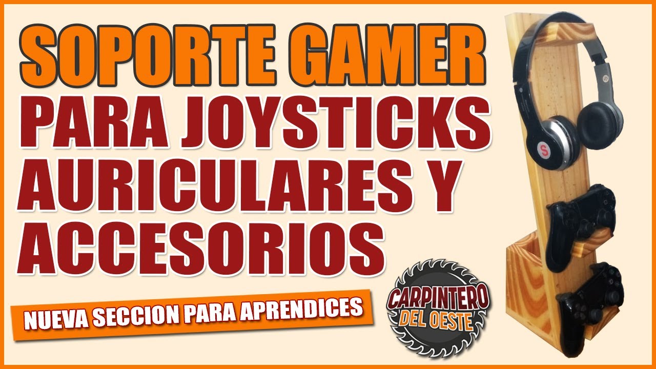 SOPORTE GAMER PARA JOYSTICKS O MANDOS Y AURICULARES EN MADERA