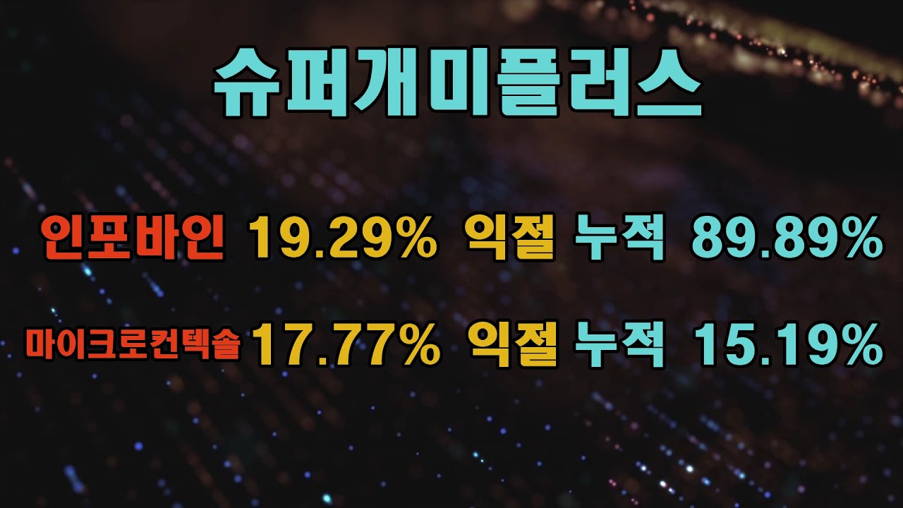 인포바인 19% 익절 누적수익률 89%,마이크로컨텍솔 17% 익절