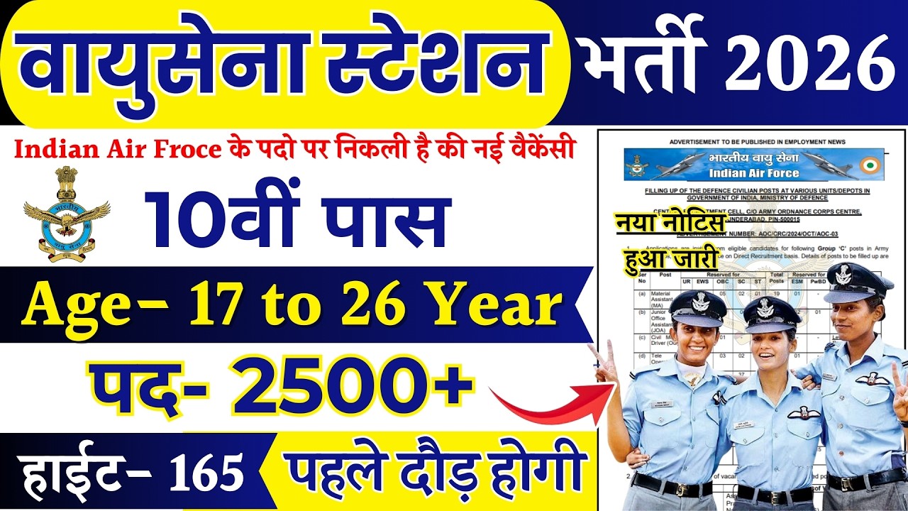Air Force Station Rally Recruitment 2026 Notification | Airforce New Vacancy 2026 | Bharti February