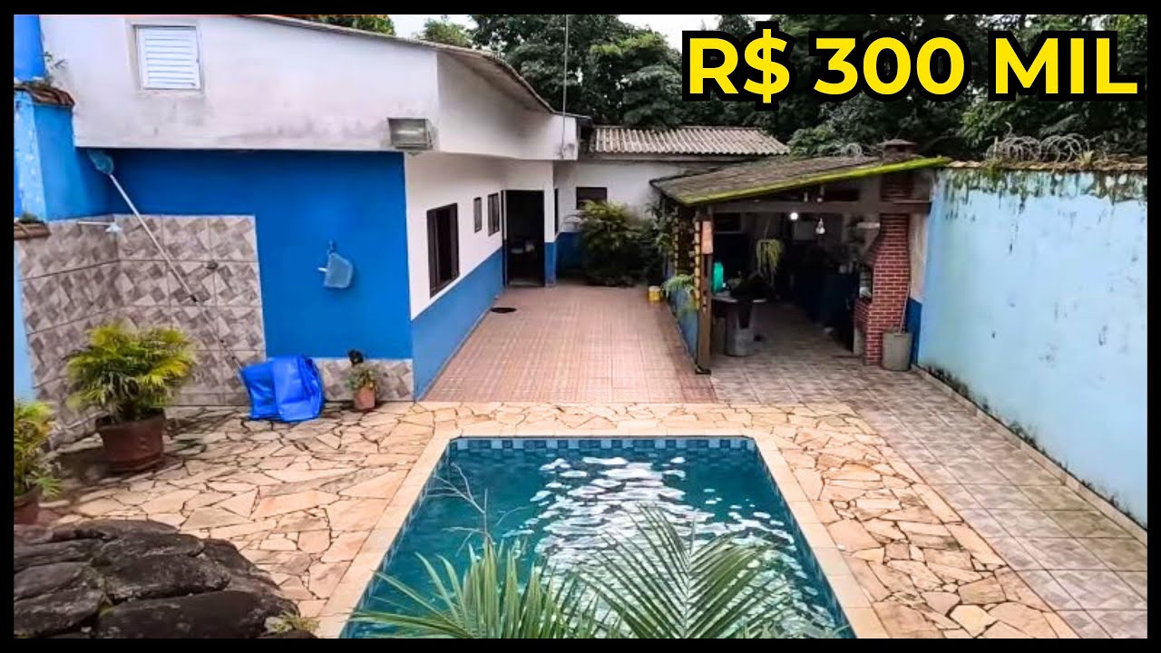 REF 546   Casa em local muito sossegado e tranquilo Itanhaém Litoral Sul com piscina | R$ 300 mil