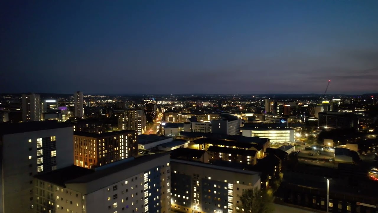 Glasgow Skyline after sunset from Port Dundas