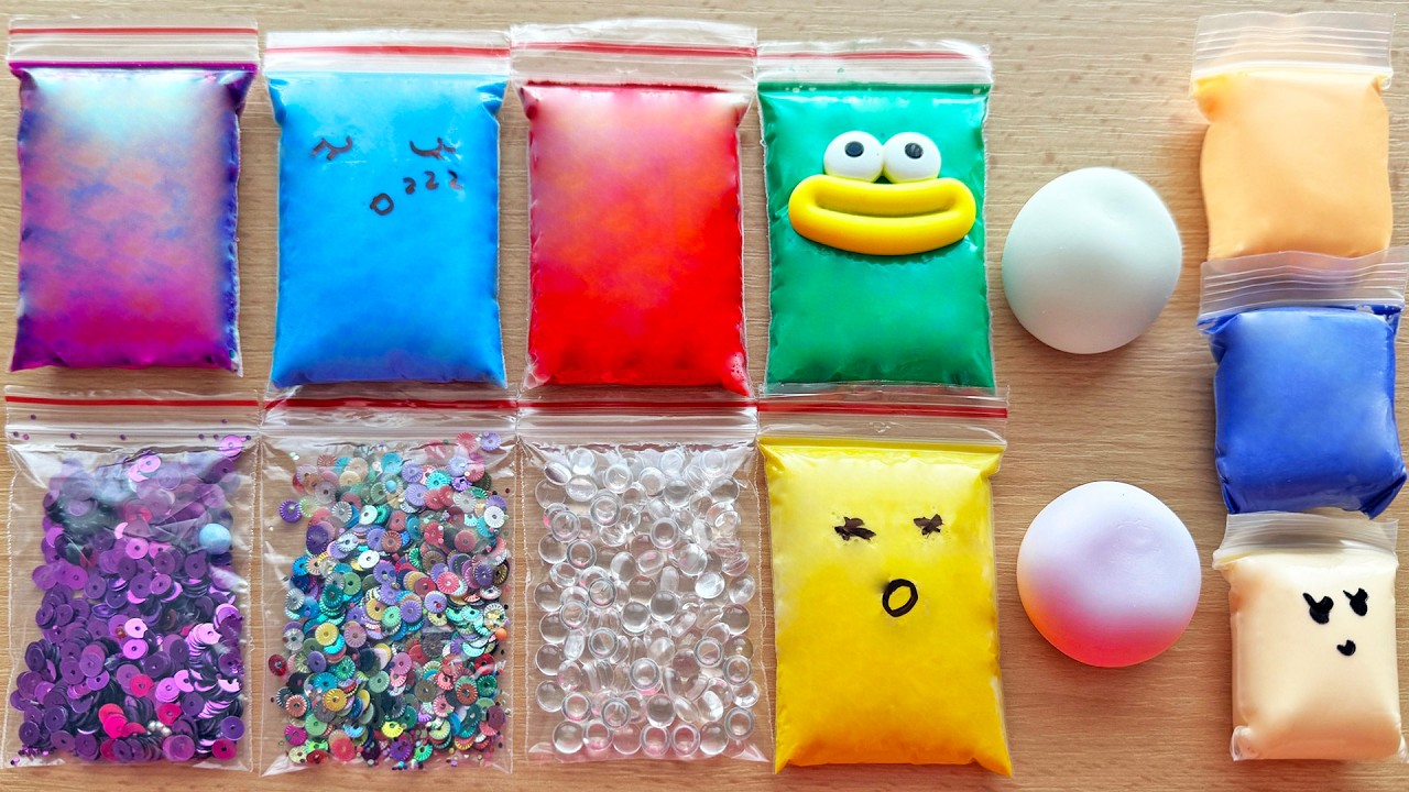 Satisfying ASMR Sounds from Making Slime with Bags and Clay