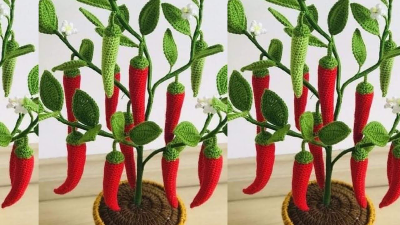 كروشيه اميجرومي مجسم الفلفل الحار 🌶🌶 @كشكول بسمة Basma Craft how to crochet a chili peper