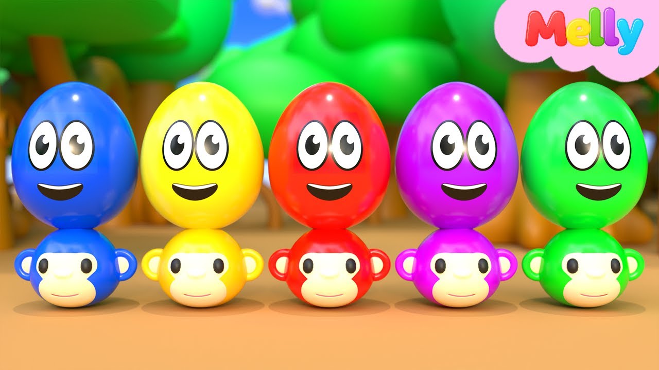 Color Songs 🌈 | Five Little Monkeys Jumping On The Bed  🙈 + More | Melly Nursery Rhymes & Kids Songs
