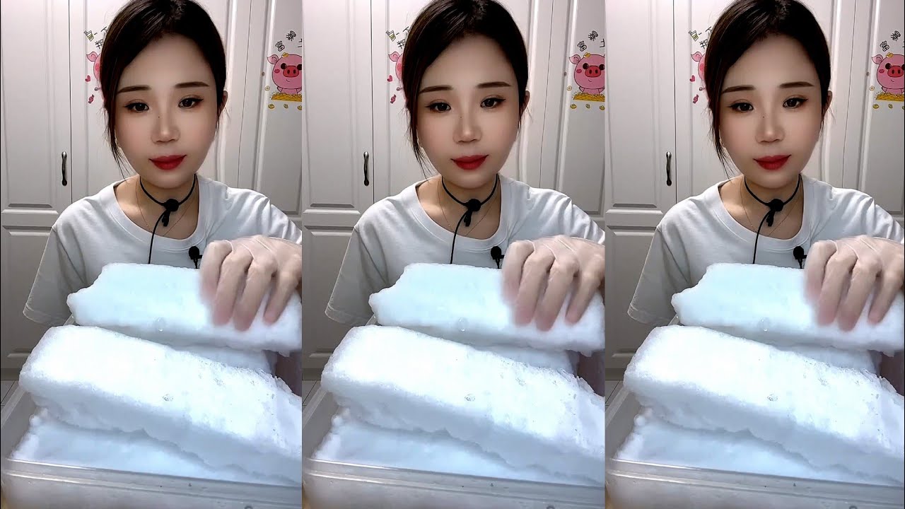 ASMR WHITE SHAVED ICE EATING YY