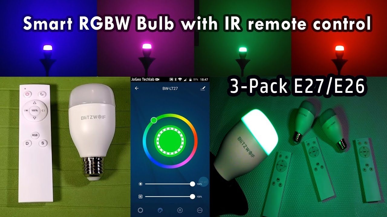 BlitzWolf BW-LT27 Smart RGBW Bulb w/ IR Remote 3-pack | Review and Quick look
