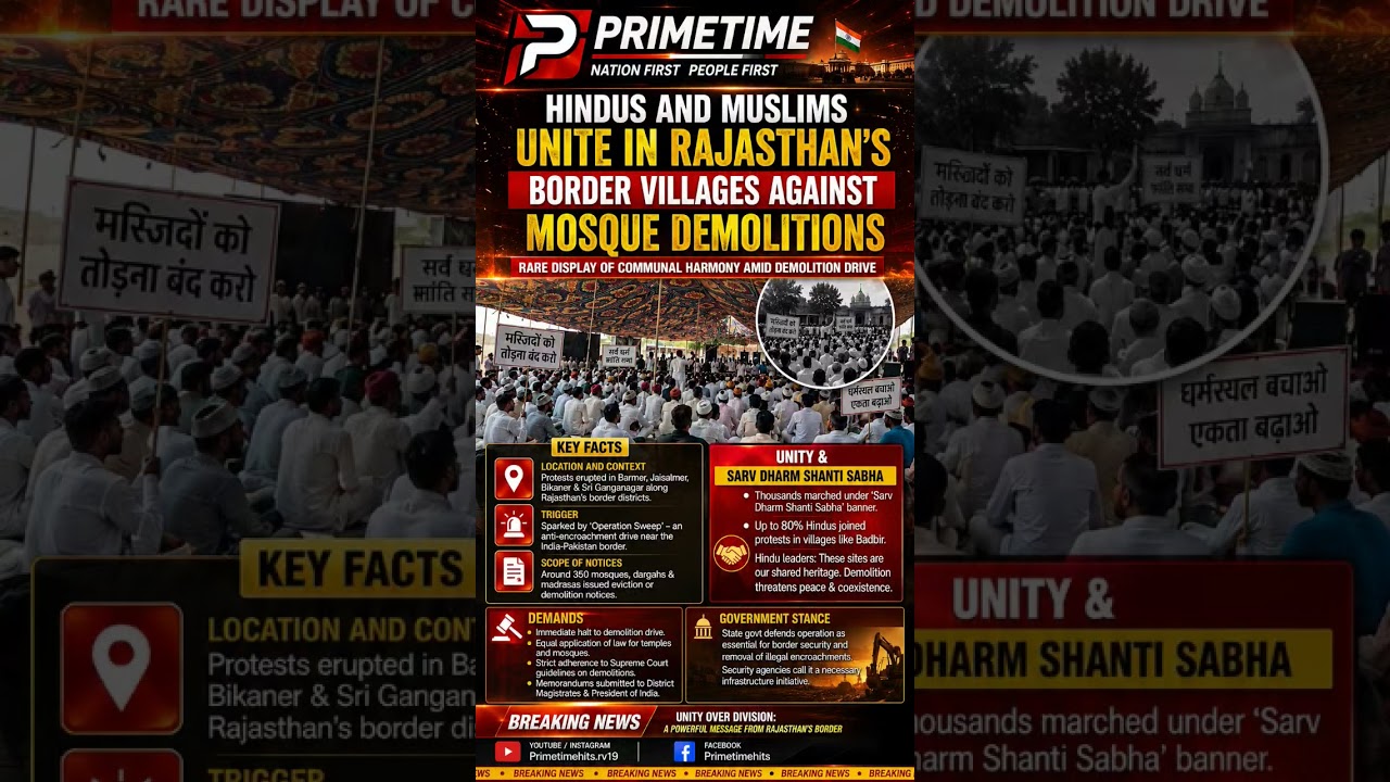 Rajasthan Borders Witness Rare Harmony: Hindus Join Hands With Muslims to Halt Mosque Demolitions.