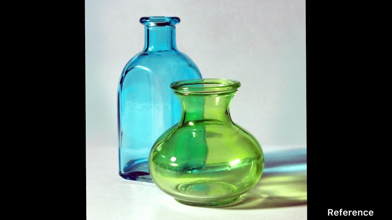 Watercolor Vibrant Glass Bottle Painting | Realistic Still Life