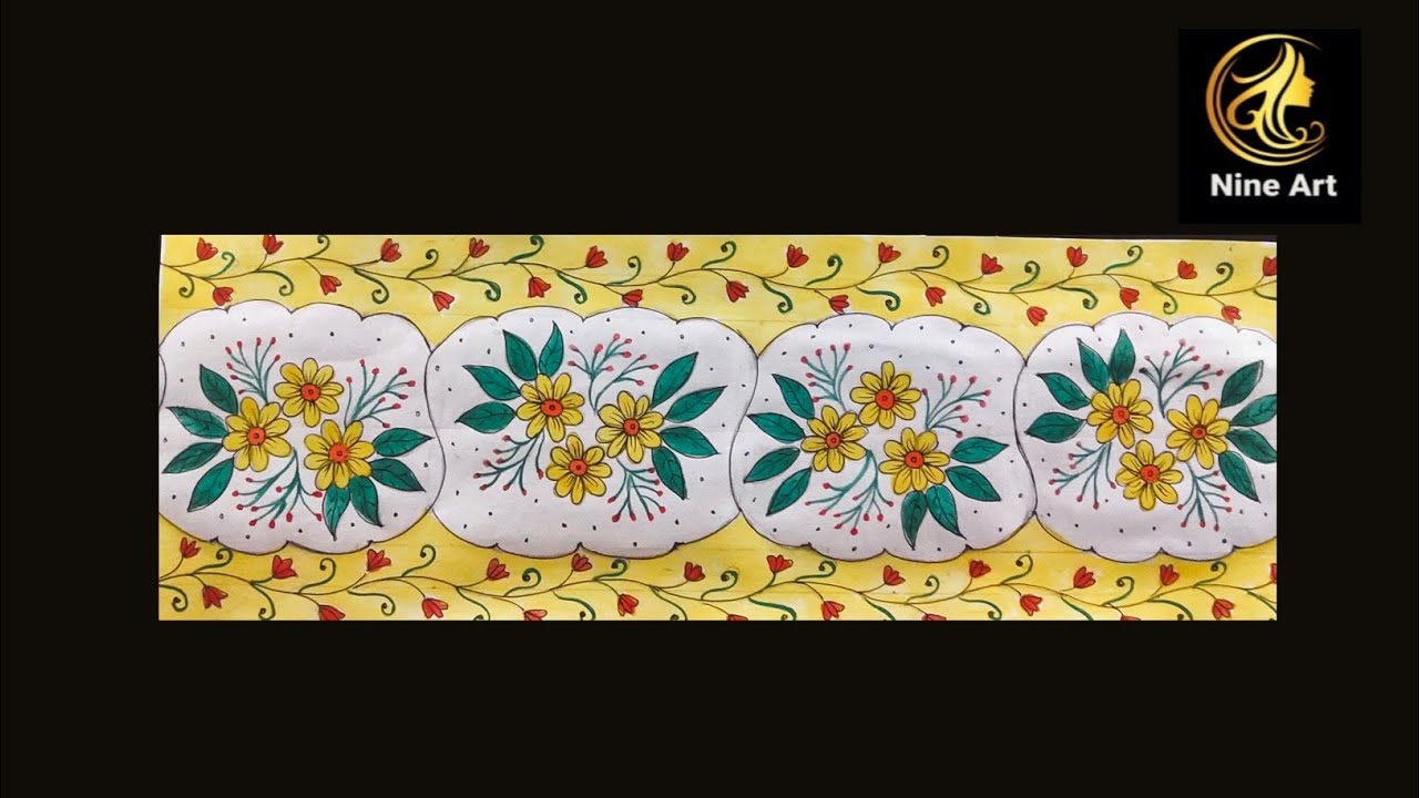 How to painting with drawing a suitable pattern for a sari border.//