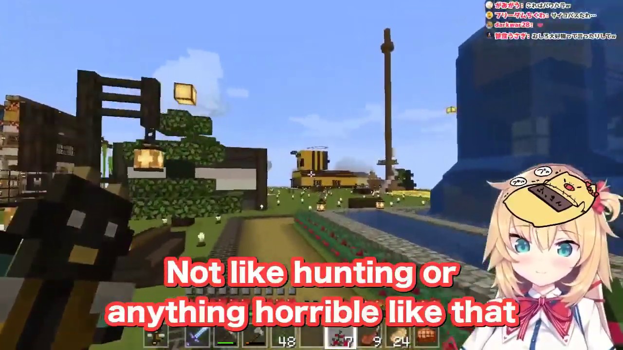 Haato encounters a peculiar sheep in Minecraft | Tsunomaki Watame (角巻わため) and Akai Haato (赤井はあと)