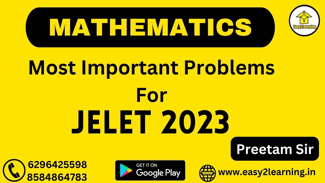 JELET 2023 Preparation | Most Important problems discussion from Mathematics | By Preetam sir |