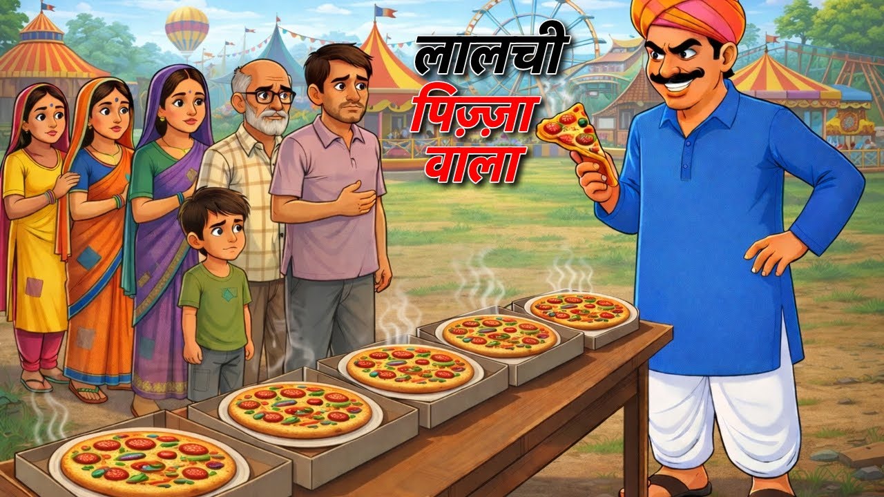 लालची पिज़्ज़ा वाले की कहानी | LALCHI PIZZA WALA | HINDI KAHANIYA | MORAL STORIES | HINDI CARTOON