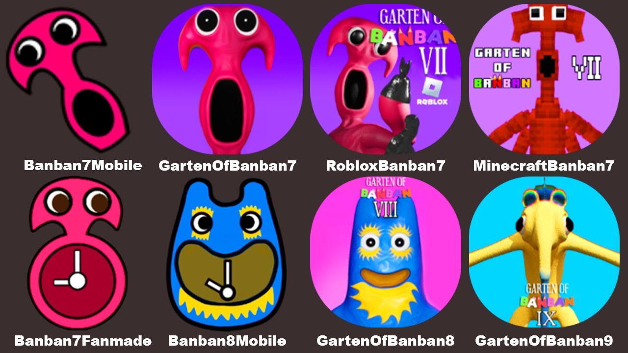 Garten of Banban 9 Mobile,Garten of Banban 8,Garten of Banban 7 Roblox,Garten of Banban 7 Minecraft