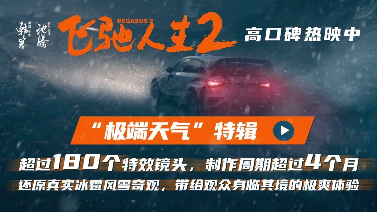 电影《飞驰人生2》发布“极端天气”特辑 还原冰雹风雪奇观 #韩寒