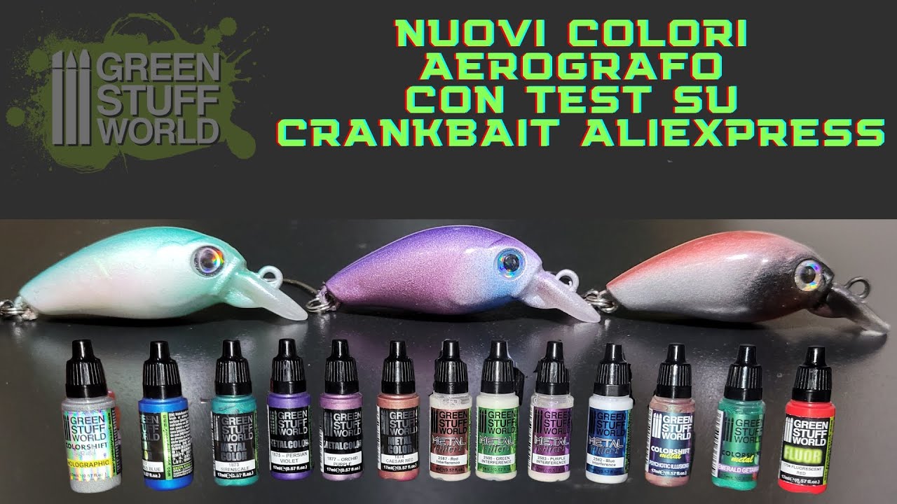 Colori aerografo #greenstuffworld TEST SU #crankbait ALIEXPRESS #spinning #lurepainting #unboxing