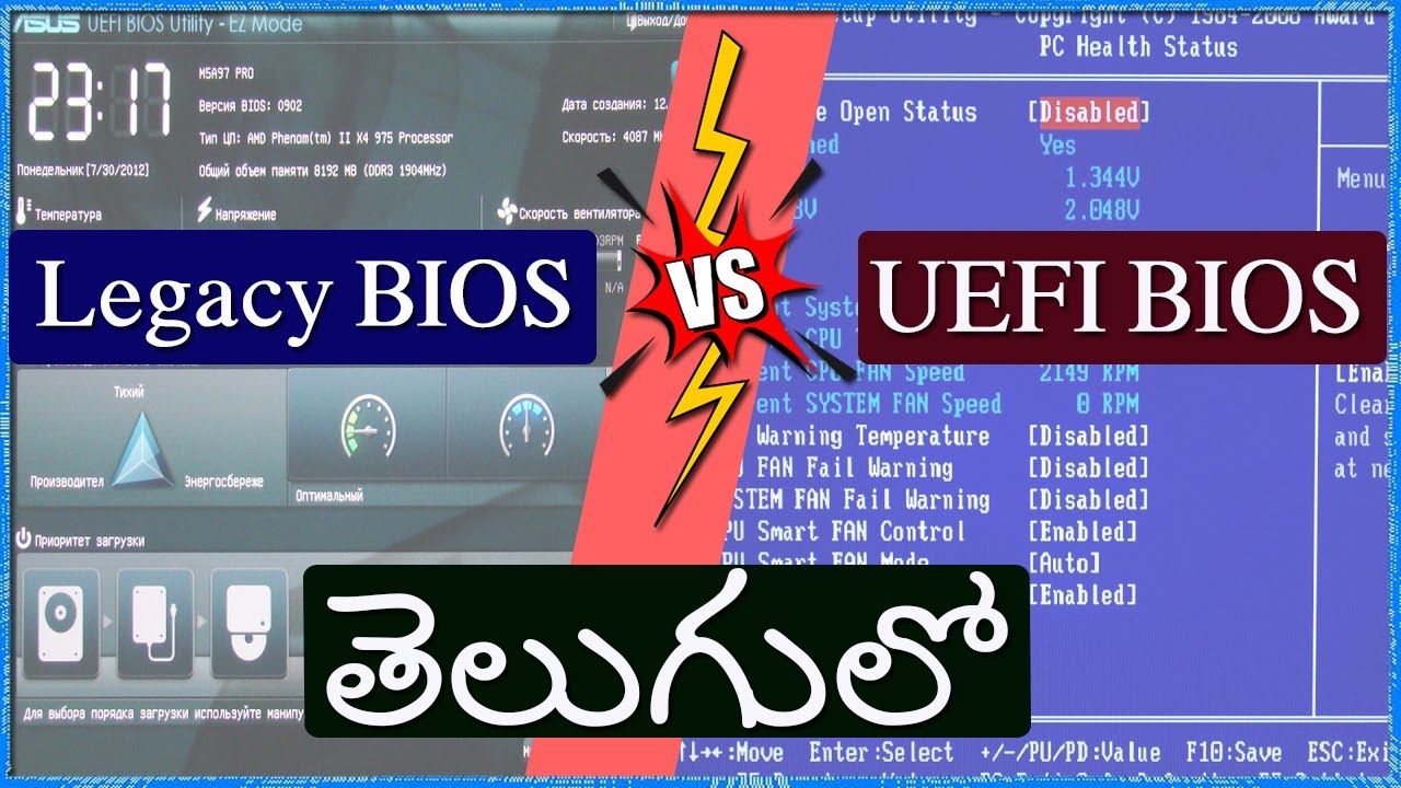 Difference Between Legacy vs UEFI BIOS in Telugu#