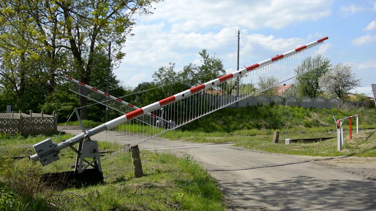 Zamykanie z hukiem rogatki mechanicznej z siatką w Błotnicy